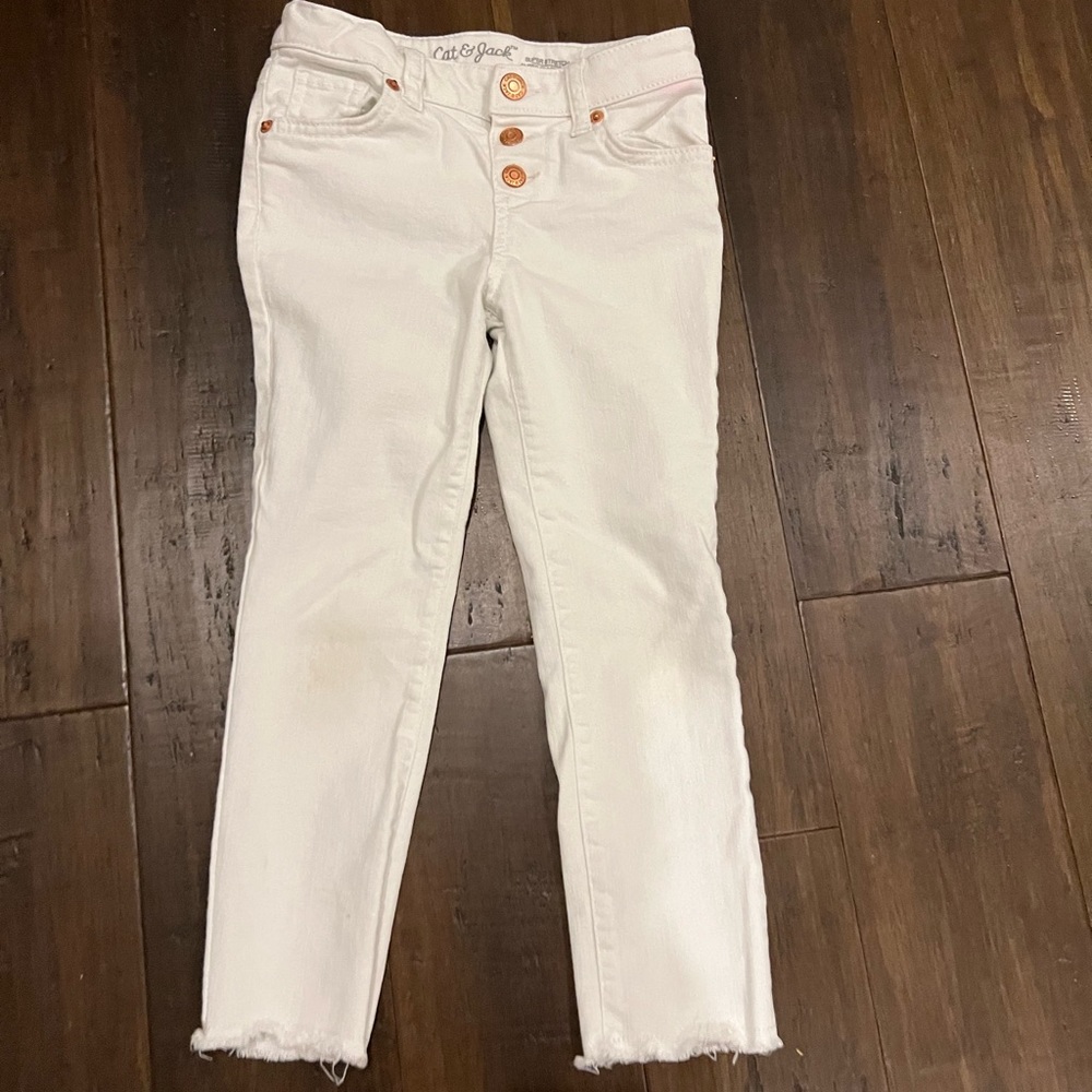 White Frayed Hem Jeans